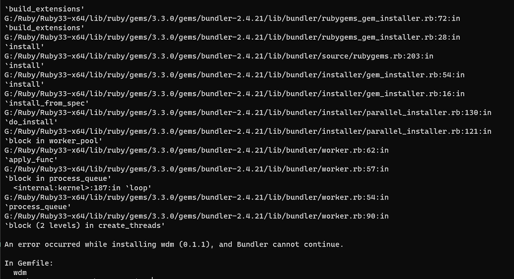 Run Bundle Install Jekyll Gemfile issue with wdm package: Building meshery.io website on ...